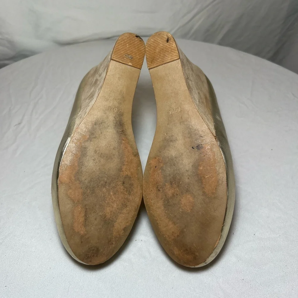 Jeffrey Campbell Adelaide Gold Leather Platform Wedge Heels - Size 7.5 - Picture 5 of 8